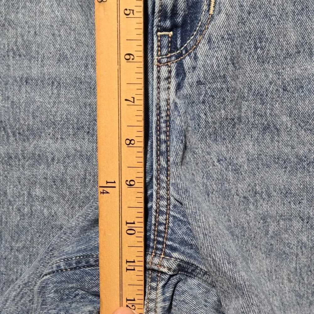 Hollister Low Rise Baggy Jort Shorts Womens 14 W35 Blue Denim Frayed Hem Comfort